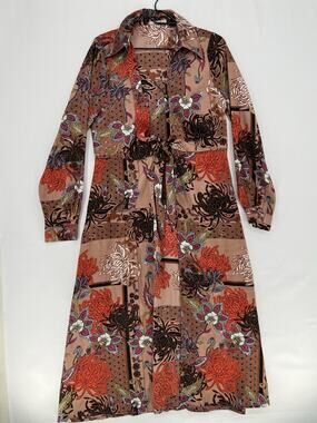 Gimmicks Floral Tie Front Duster Womens Medium Long Sleeve Open Front Boho